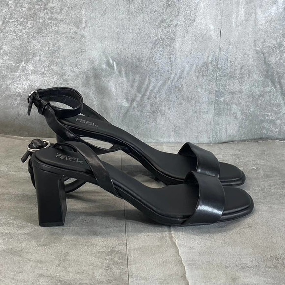 Nordstrom Rack Women's Black Faux-Leather Landry Square-Toe Heeled Sandals SZ9.5 - Picture 2 of 13